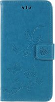 Bloemen & Vlinders Book Case - Geschikt voor Samsung Galaxy A6 (2018) Hoesje - Blauw