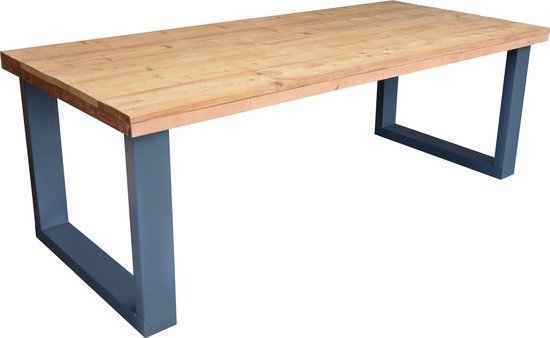 Eettafel "New England" grijs industriële tafel U-poot 90/220cm - eetkamertafel - eettafel woonkamer - eettafel hout