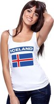 Singlet shirt/ tanktop Ijslandse vlag wit dames M