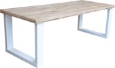 Eettafel "New England" wit industriële tafel U-poot 90/ 220cm - eetkamertafel - eettafel hout