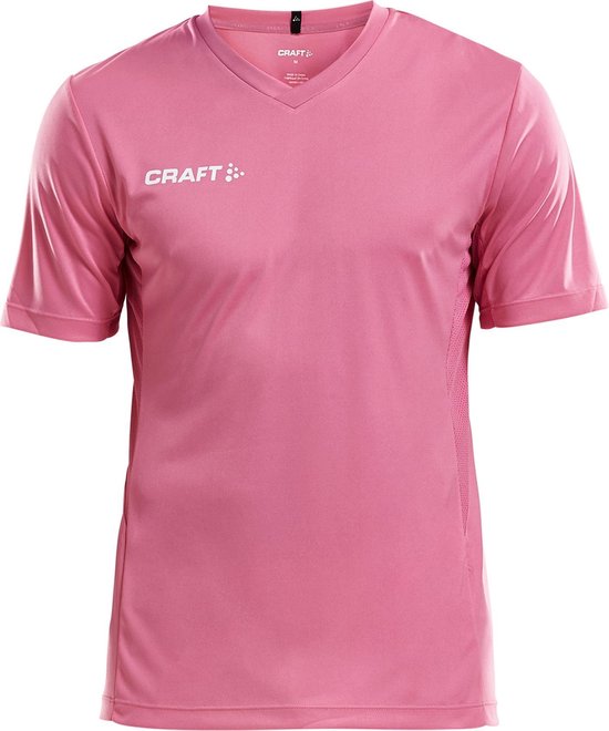 Craft Squad Jersey Solid SS Shirt Heren Sportshirt - Maat XL  - Mannen - roze/wit