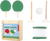 Kikkerland Tafeltennis set - Voor op je bureau of tafel - 2 batjes / 1 bal / 1 net / 2 paaltjes met zuignappen