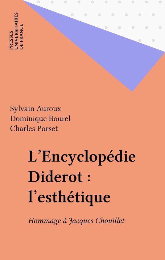 Boekomslag: L'Encyclopédie Diderot: l'esthétique op een perzik- en lila-gekleurde achtergrond met grijze stippen.