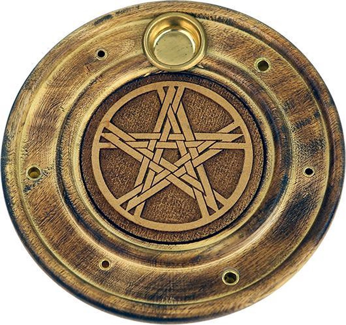 Goedkoopste Wierook en kegeltjes brander pentagram - 10cm - Mango Hout