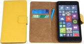 Nokia Lumia 640 Luxe PU Leather Book Case Geel Yellow