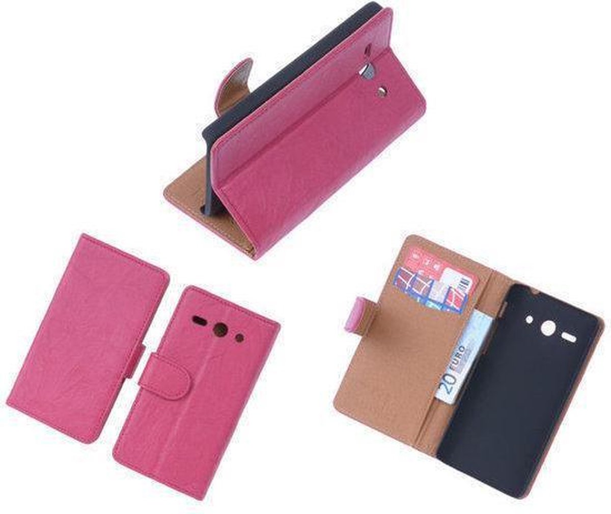 BestCases Fuchsia Luxe Echt Lederen Booktype Hoesje Huawei Ascend Y530