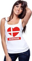 Denemarken hart vlag singlet shirt/ tanktop wit dames L