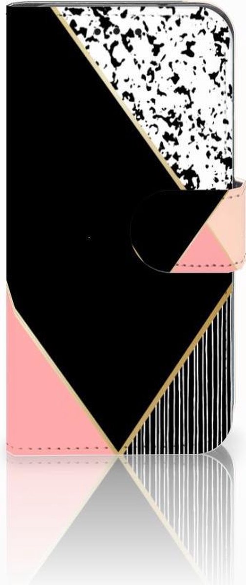 Samsung Galaxy S10e Book Case Zwart Roze Vormen