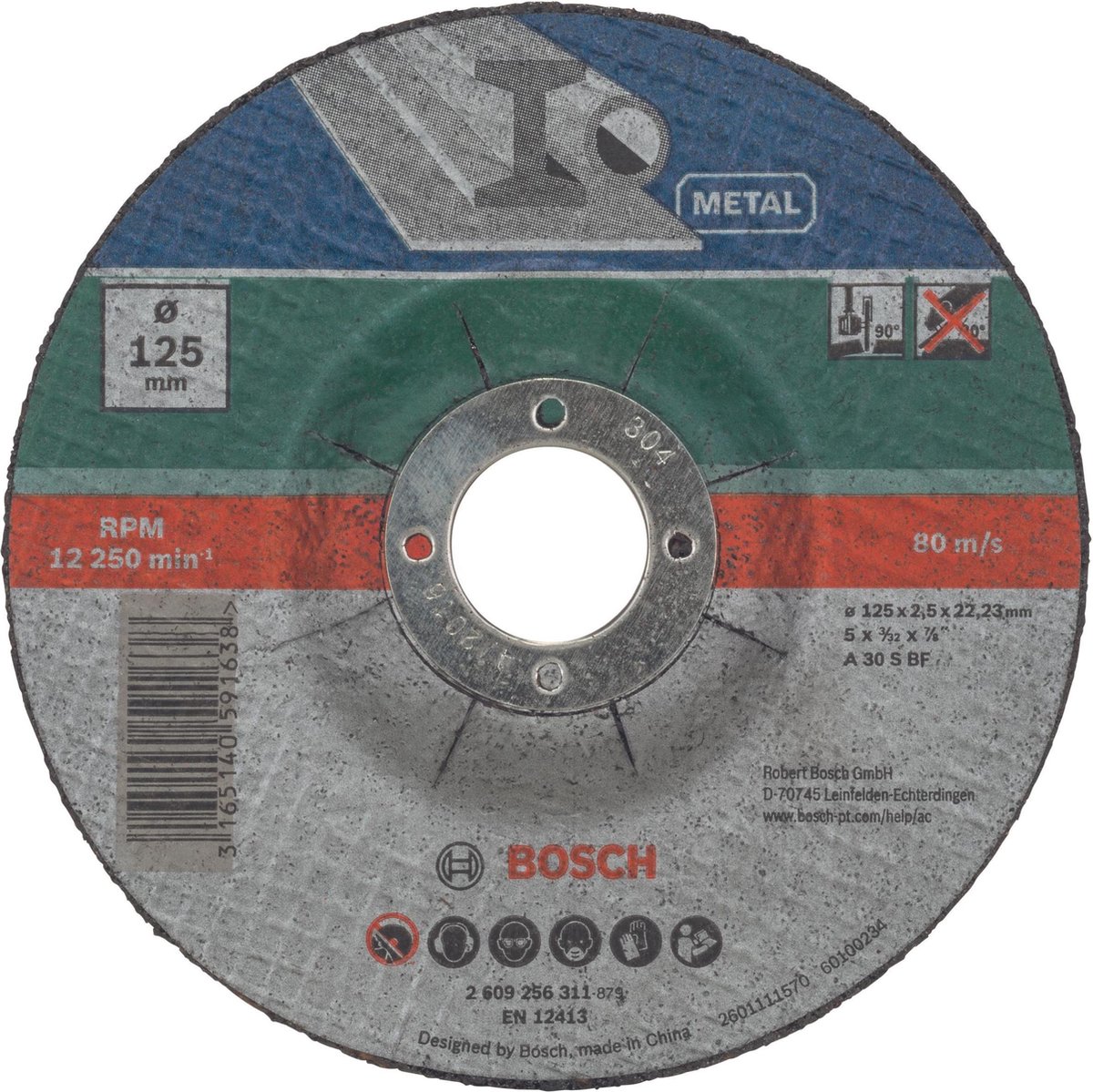 Bosch DOORSL.SCHIJF METAAL, 125 X2,5 GEBOGEN