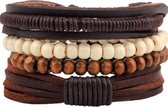 Montebello Armbanden Adib - Leer - Kralen - Touw - Aanpasbaar