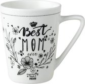 Dutch Rose Zwart/Wit Beker Best Mom - Wit