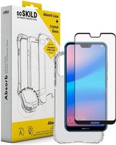 SoSkild Absorb Impact Case Transparant en Tempered Glass Screenprotector Zwart voor Huawei P20 Lite