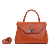 Classic chic handbag Qischa® fauve orange glossy