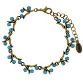 Goud-kleurige takjes armband met blauwe stenen