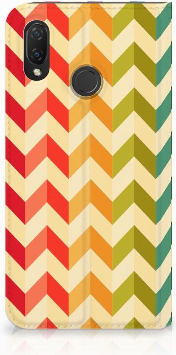Huawei P Smart Plus Hoesje met Magneet Zigzag Multi Color