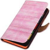 Hagedis Bookstyle Wallet Case Hoesjes Geschikt voor Microsoft Lumia 640 XL Roze