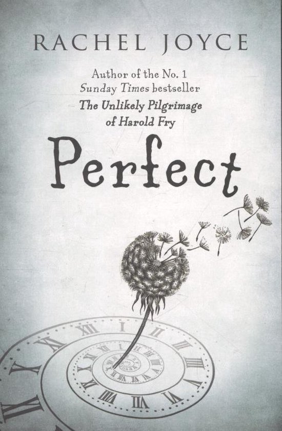 Livre "Perfect" de Rachel Joyce avec horloge et pissenlit
