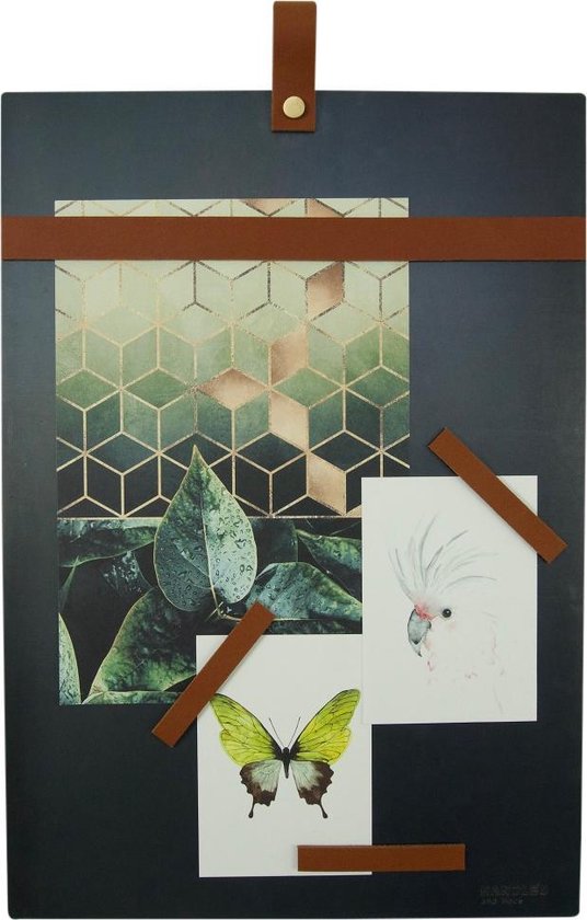 Magneetbord 50x35 Handles and more® COGNAC / zwart staal (inclusief 6