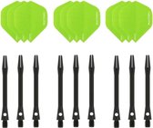 Darts Set - 3 sets - XS100 Poly - Groen - Darts flights - plus 3 sets - aluminium - darts shafts - zwart - medium