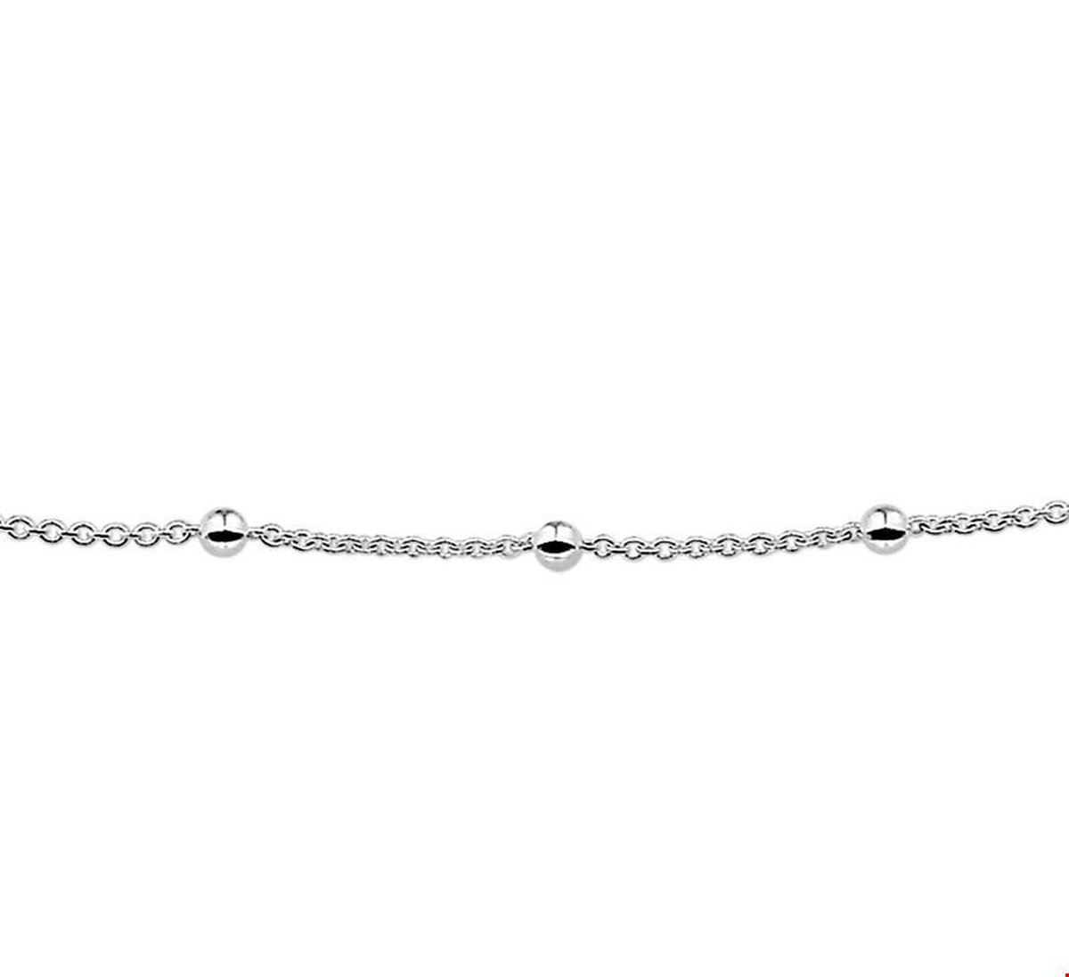Zilver Gerhodineerd Armband Jasseron En Bolletjes 3,0 Mm 18 Cm 1321690