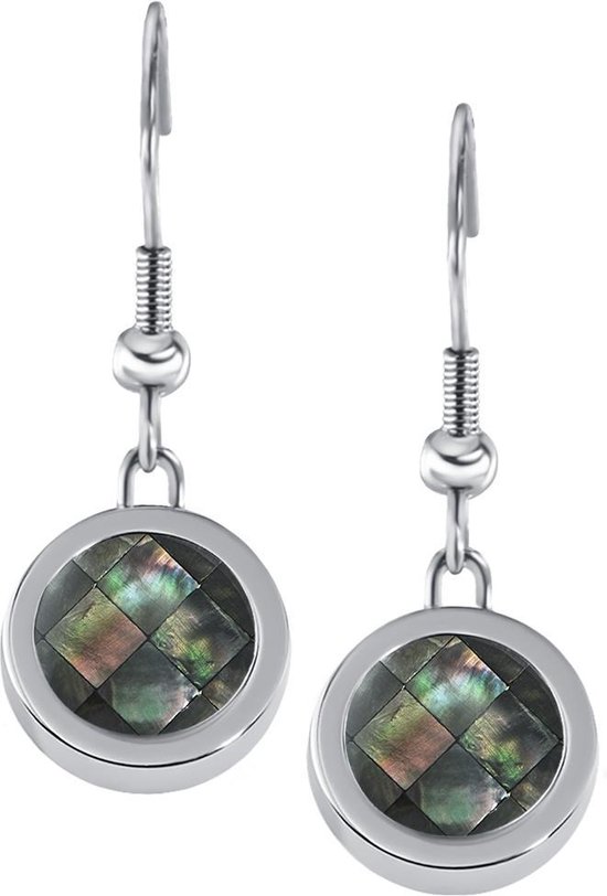 Quiges en acier inoxydable système de vis Boucles d'oreilles pendantes Boucles d' Boucles d'oreilles en argent avec Interchangeable gris Cubes Shell Mini Set Coin