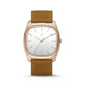 Colori Carré 5-COL458 - Horloge - leer - lichtbruin - 43 mm