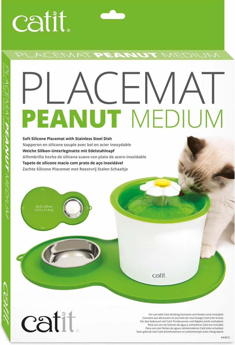 vredig Ezel prioriteit Catit Placemat Peanut Inclusief Rvs Bakje 35 x 23 x 3 cm - Voerbak - Groen  | bol.com