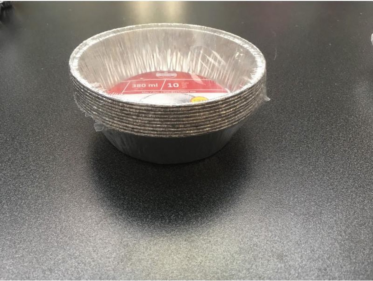 Aluminium ronde voedsel containers, 380ml - verpakking van 10 containers