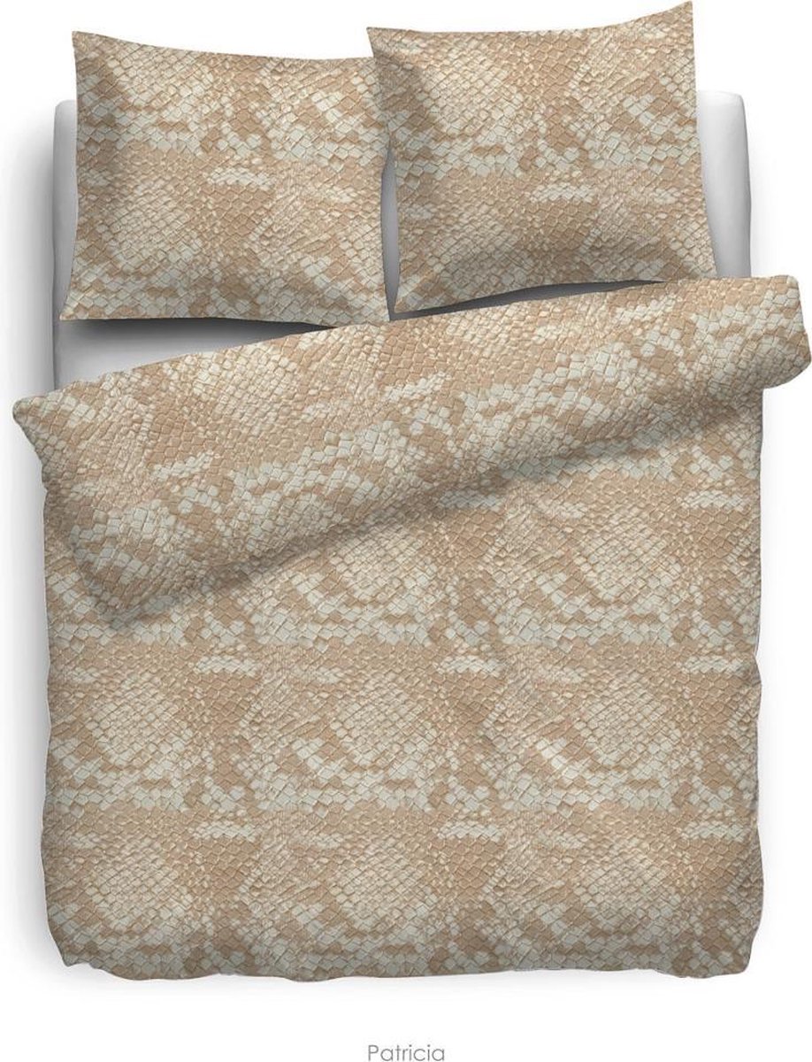 Heckettlane HnL Living Patricia - Dekbedovertrek - Katoensatijn - Eenpersoons - 140 x 200/220 - Multi beige