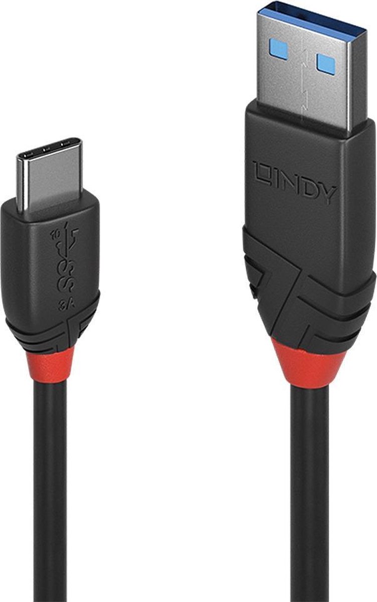 LINDY 36917 USB-kabel USB 3.2 Gen1 USB-C stekker, USB-A stekker 1.50 m Zwart