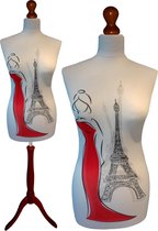 Red dress paspop met donker bruine sparkling driepoot  44/46