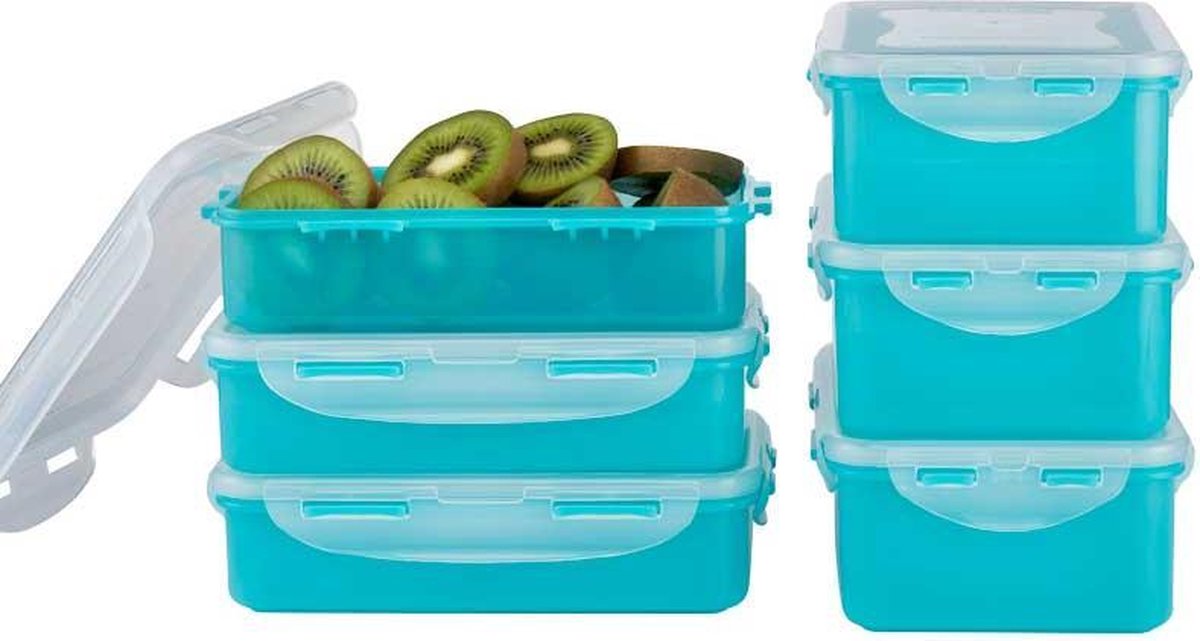 Lock&Lock Diepvriesbakjes - Meal prep bakjes - Vershoudbakjes - Set 6 stuks - 100% Lekvrij - BPA vrij - PFAS vrij - Magnetron bakjes met deksel - Lunchbox - Broodtrommel - Volwassenen - Kinderen - Turquoise