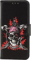 Xssive Hoesje Voor Apple iPhone 6/6S - Book Case - Doodshoofd Piraat