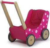 Simply for Kids Houten Poppenwagen Stippeltje Roze - Speelgoed - Poppen en Accessoires