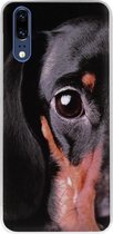 ADEL Siliconen Back Cover Softcase Hoesje Geschikt voor Huawei P20 - Teckel Hond
