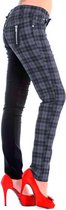 Banned - HALF BLACK HALF CHECK Skinny fit broek - XL - Zwart/Grijs