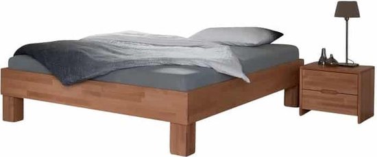 Bed Box Wonen - Massief beuken houten bed Tarnovo Basic - 180x220 - Natuur gelakt