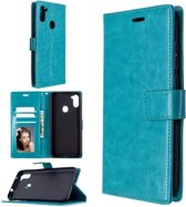 Portemonnee BookCase Hoesje + 2 Pack Screenprotector Glas Geschikt voor: Samsung Galaxy M11 - turquoise