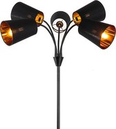 QAZQA carmen - Moderne Vloerlamp | Staande Lamp met flexarm - 5 lichts - H 160 cm - Zwart - Woonkamer | Slaapkamer | Keuken