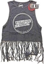 5 Seconds Of Summer Mouwloze crop top met franjes -2XL- Derping Stamp Vintage Grijs