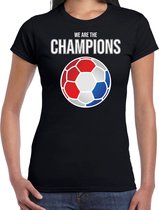 Nederland EK/ WK supporter t-shirt - we are the champions met Nederlandse voetbal - zwart - dames - kleding / shirt XS