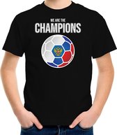 Rusland EK/ WK supporter t-shirt - we are the champions met Russische voetbal - zwart - kinderen - kleding / shirt XS (110-116)