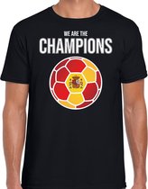 Spanje EK/ WK supporter t-shirt - we are the champions met Spaanse voetbal - zwart - heren - kleding / shirt M