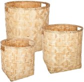 Set van 3 ronde bamboe manden - Beige