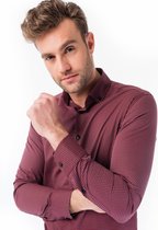 Overhemd Heren Slim Fit Honingraat Rood - 40