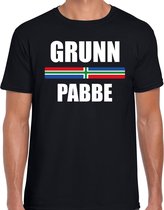 Grunn pabbe met vlag Groningen t-shirts Gronings dialect zwart voor heren 2XL