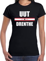Uut Drenthe met vlag Drenthe t-shirts Drents dialect zwart voor dames S