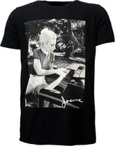 Lady Gaga Speelt Piano in de Tuin T-Shirt Zwart