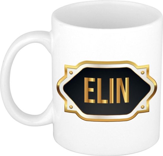 Mug cadeau naam Elin / tasse avec emblème doré - cadeau anniversaire / mère  / retraite... | bol.com