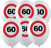 48x Leeftijd verjaardag ballonnen met 60 jaar stopbord opdruk 28 cm